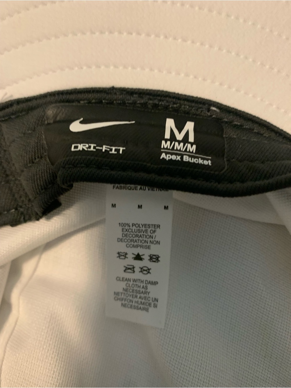 Nike White Unisex Wide-Brim Dri-FIT Bucket Hat with Black Swoosh NWT - Picture 5 of 5